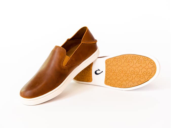 Stylish brown white tan Olukai mens shoes